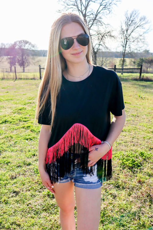 MK042 Fringetastic SS Crop Top - 3 Colors