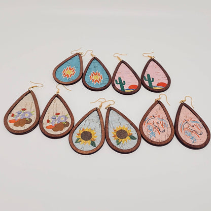 Western Style Drop Shape Women's Wooden Earrings