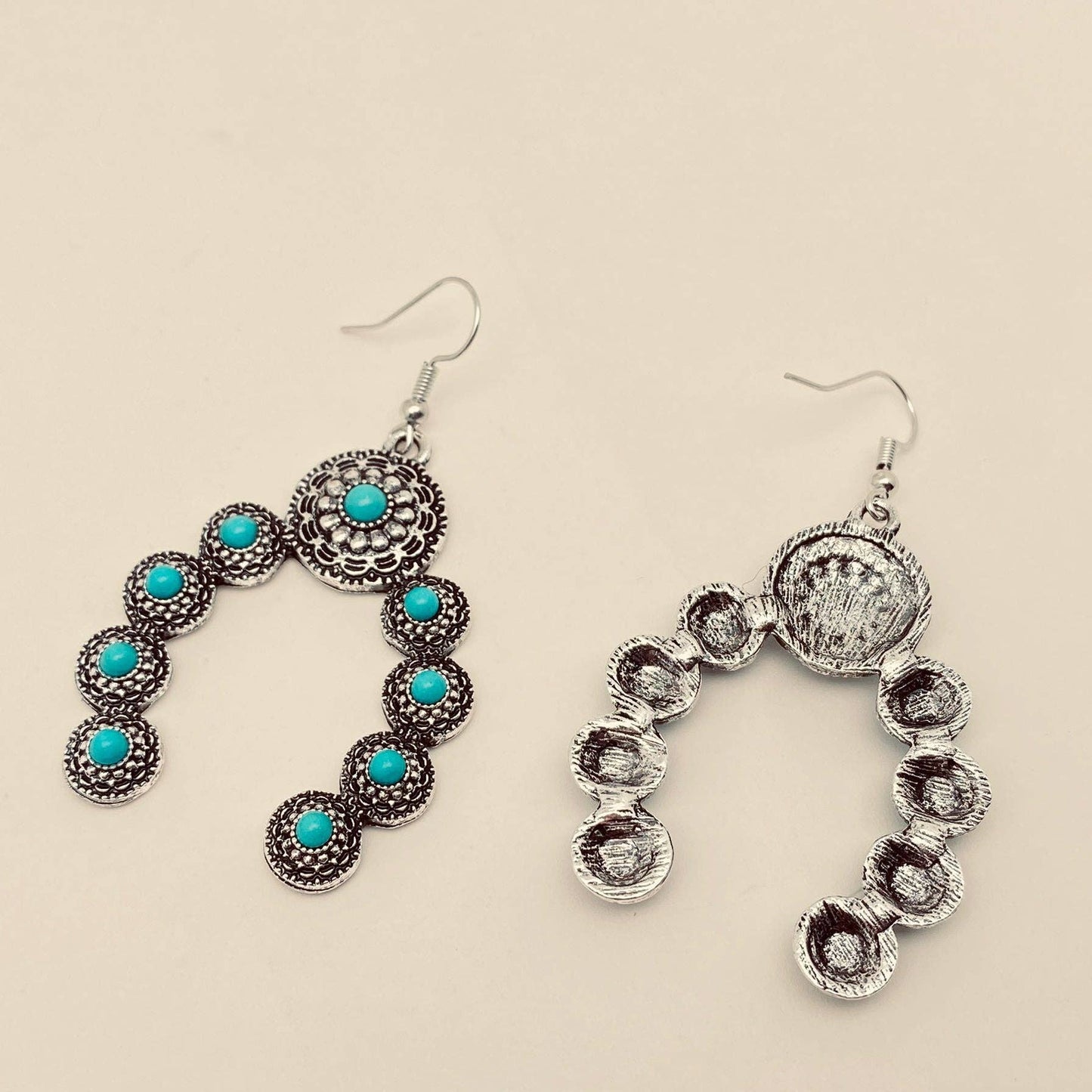 Turquoise Horseshoe Shape Charm Dangle Earrings