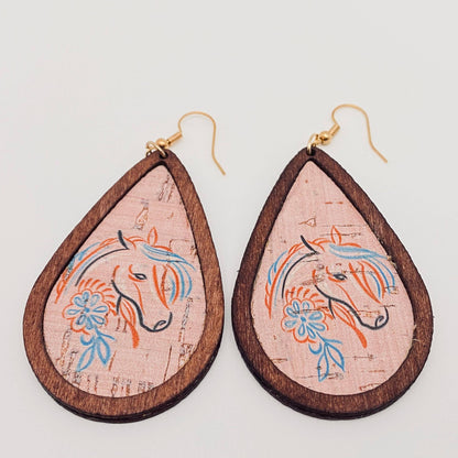 Western Style Drop Shape Women's Wooden Earrings