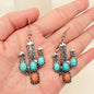 Turquoise Cactus Charm Dangle Earrings