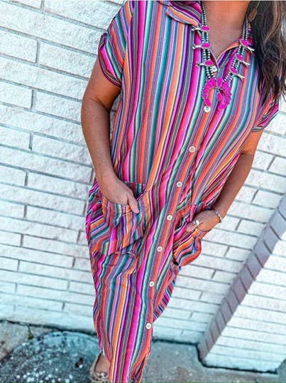 MK055 Deep South Short Sleeve Button Up Duster - 4 Colors