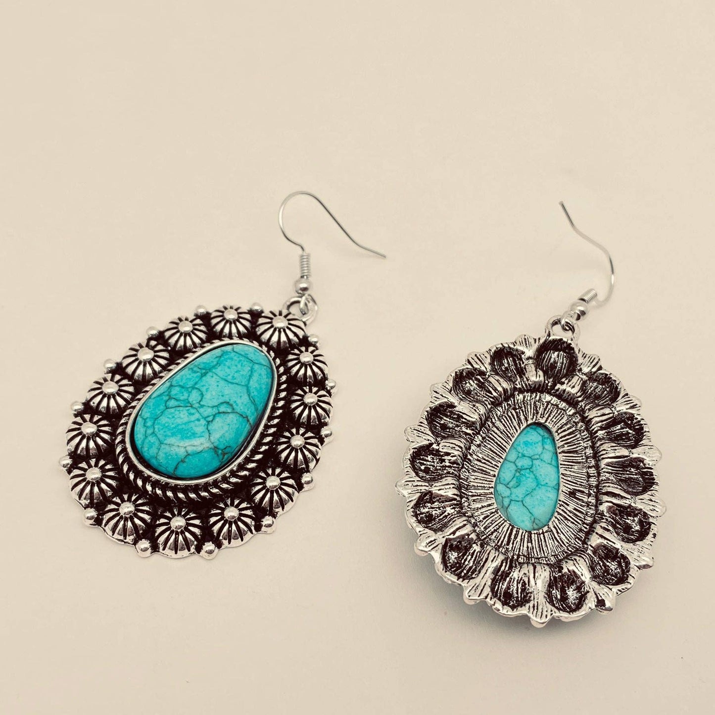 Turquoise Pattern Geometric Charm Dangle Earrings