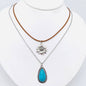 Western Cactus Turquoise Pendant Double layer Necklace