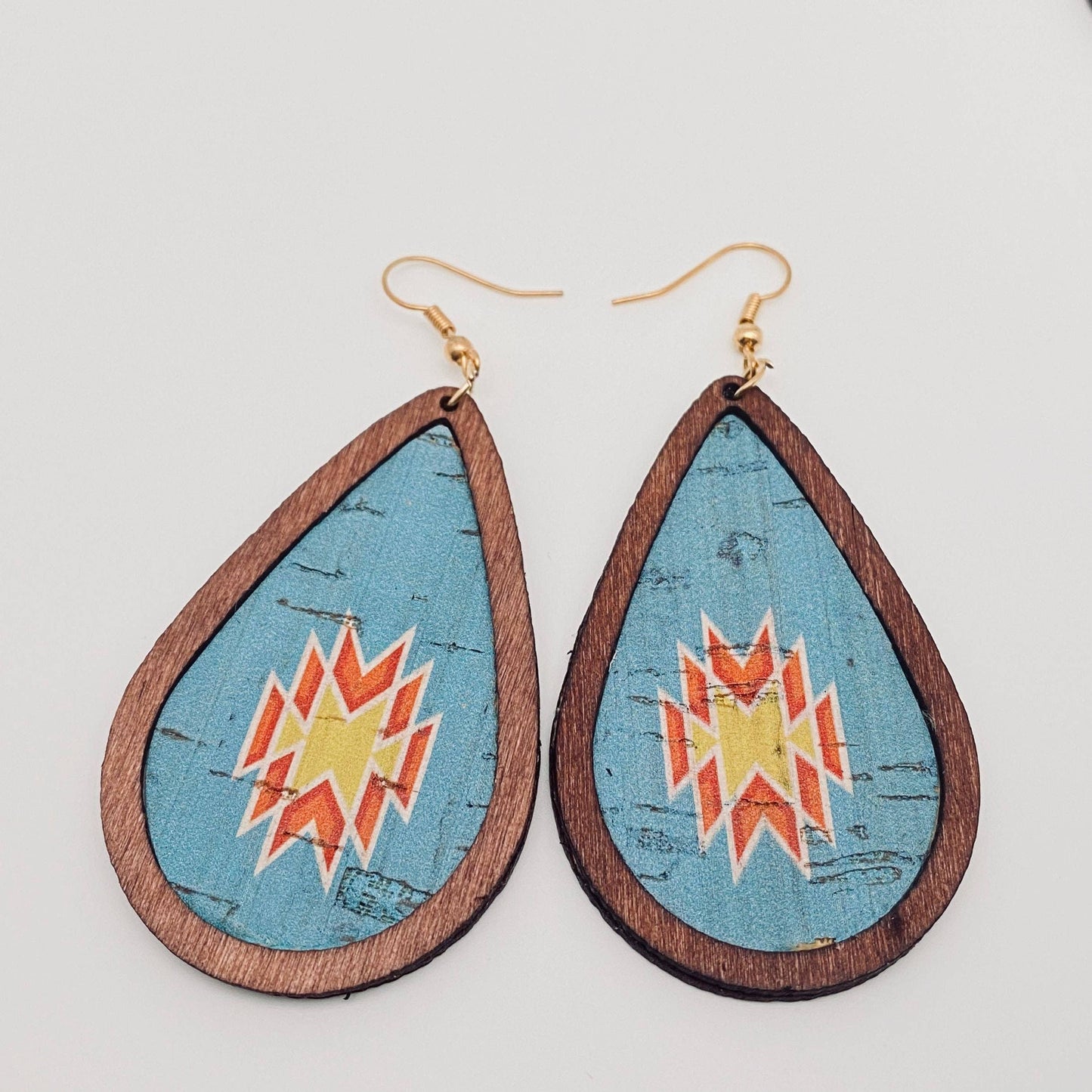 Western Style Drop Shape Women's Wooden Earrings