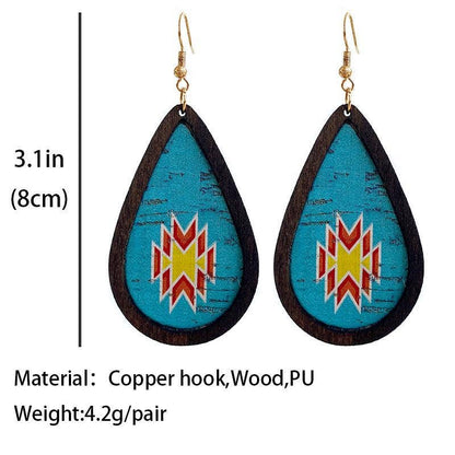 Western Style Drop Shape Women's Wooden Earrings