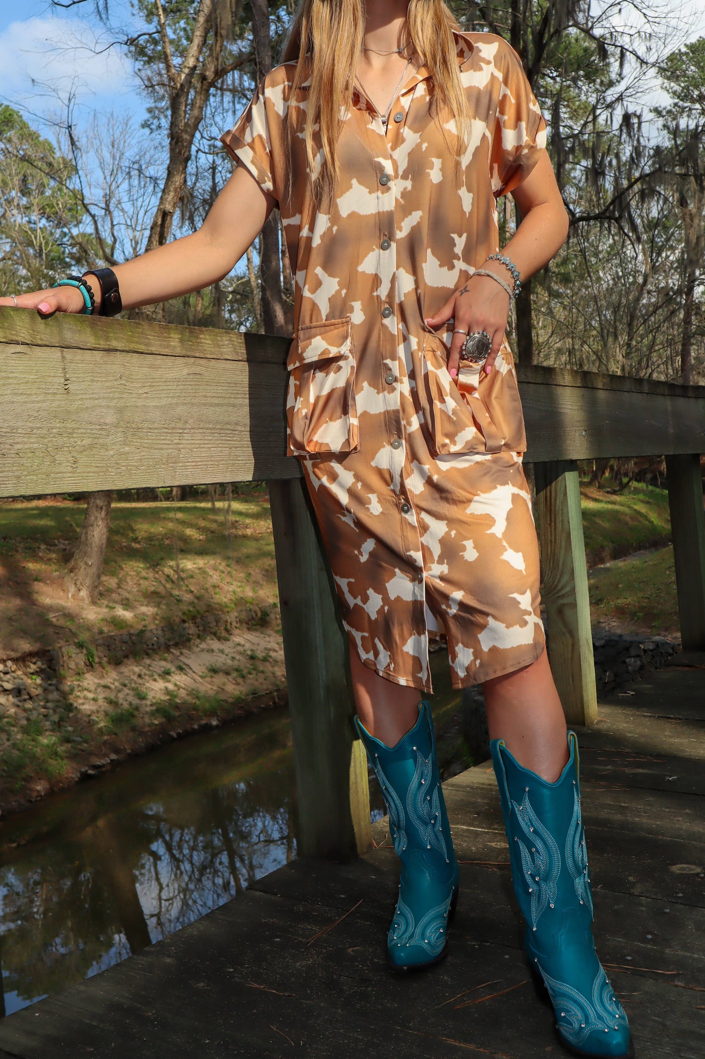 MK055 Deep South Short Sleeve Button Up Duster - 4 Colors