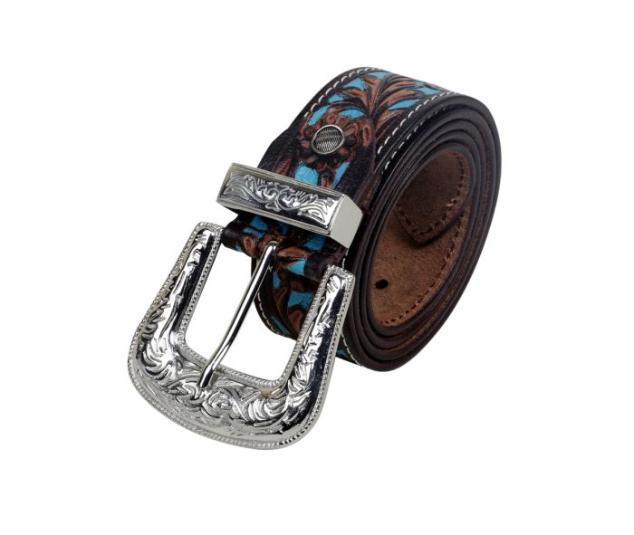 Turquoise Hand-Tooled leather belt