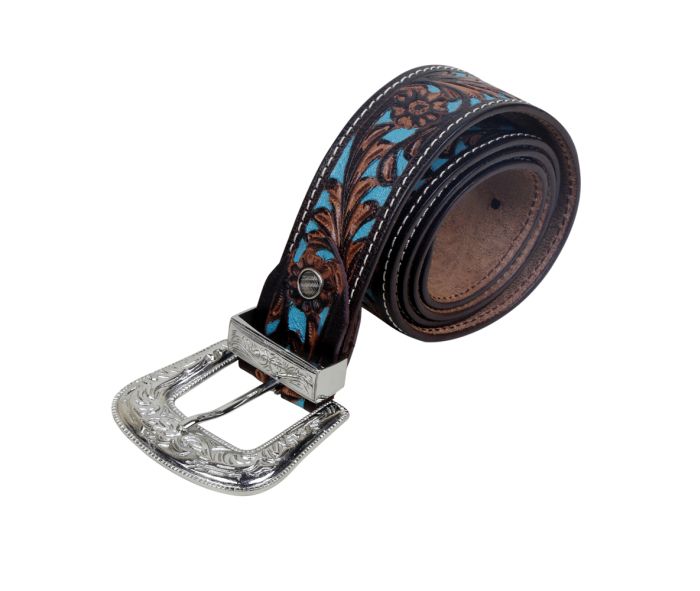 Turquoise Hand-Tooled leather belt