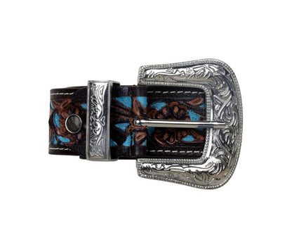 Turquoise Hand-Tooled leather belt