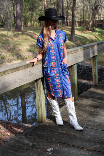 MK055 Deep South Short Sleeve Button Up Duster - 4 Colors