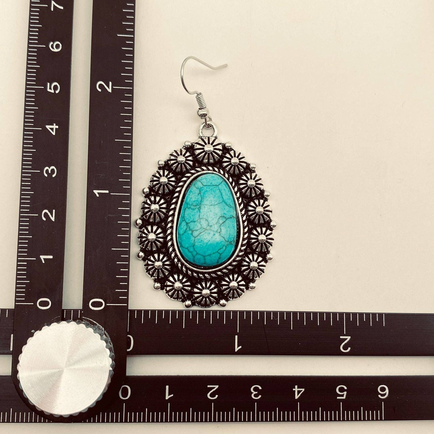 Turquoise Pattern Geometric Charm Dangle Earrings
