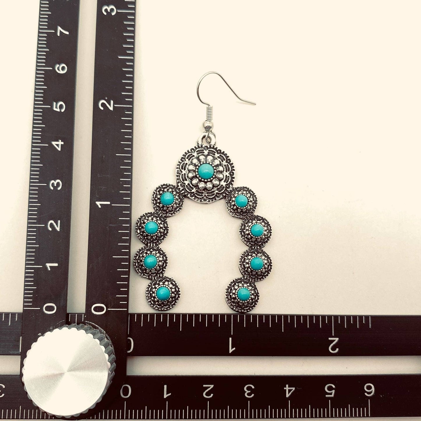 Turquoise Horseshoe Shape Charm Dangle Earrings