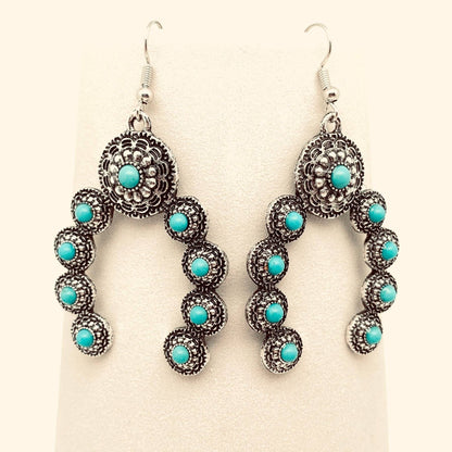 Turquoise Horseshoe Shape Charm Dangle Earrings